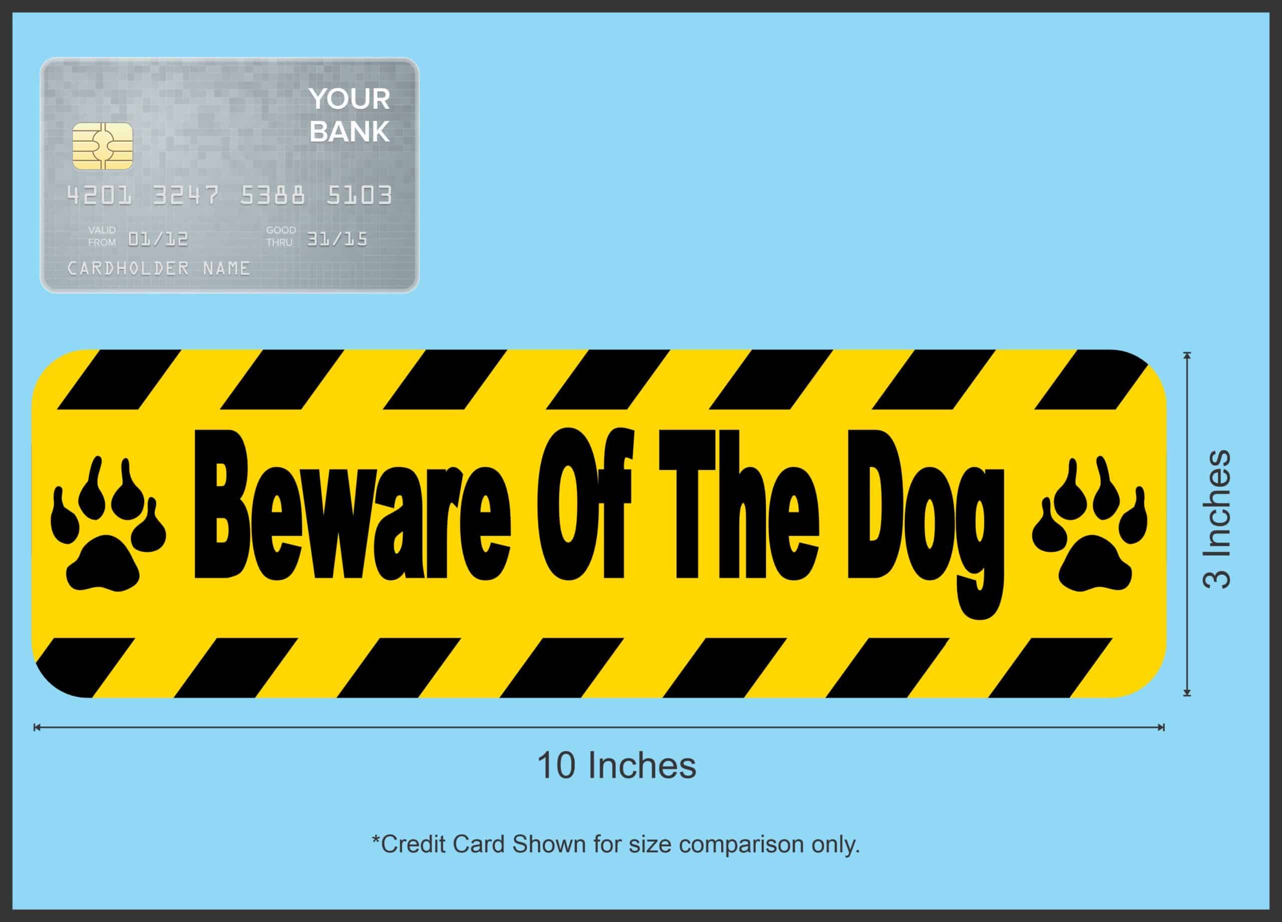 10in x 3in Beware of Dog Warning Sign Bumper Sticker Decal Window Stickers Decals
