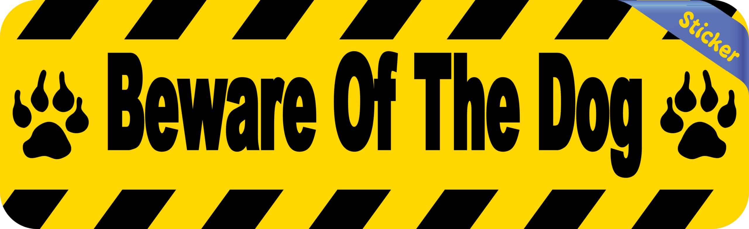10in x 3in Beware of Dog Warning Sign Bumper Sticker Decal Window Stickers Decals