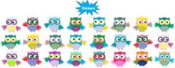 1in x 1in 24X Small Owl owls Vinyl Stickers Decals Owls Car Window Bumper Sticker Decal