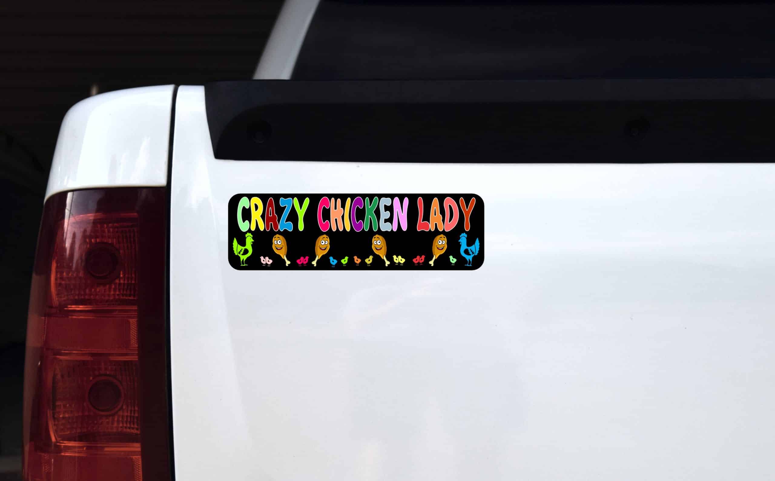 10in x3in Crazy Chicken Leg Lady Bumper Sticker Window Decal Vinyl Stickers Decals - Image 4