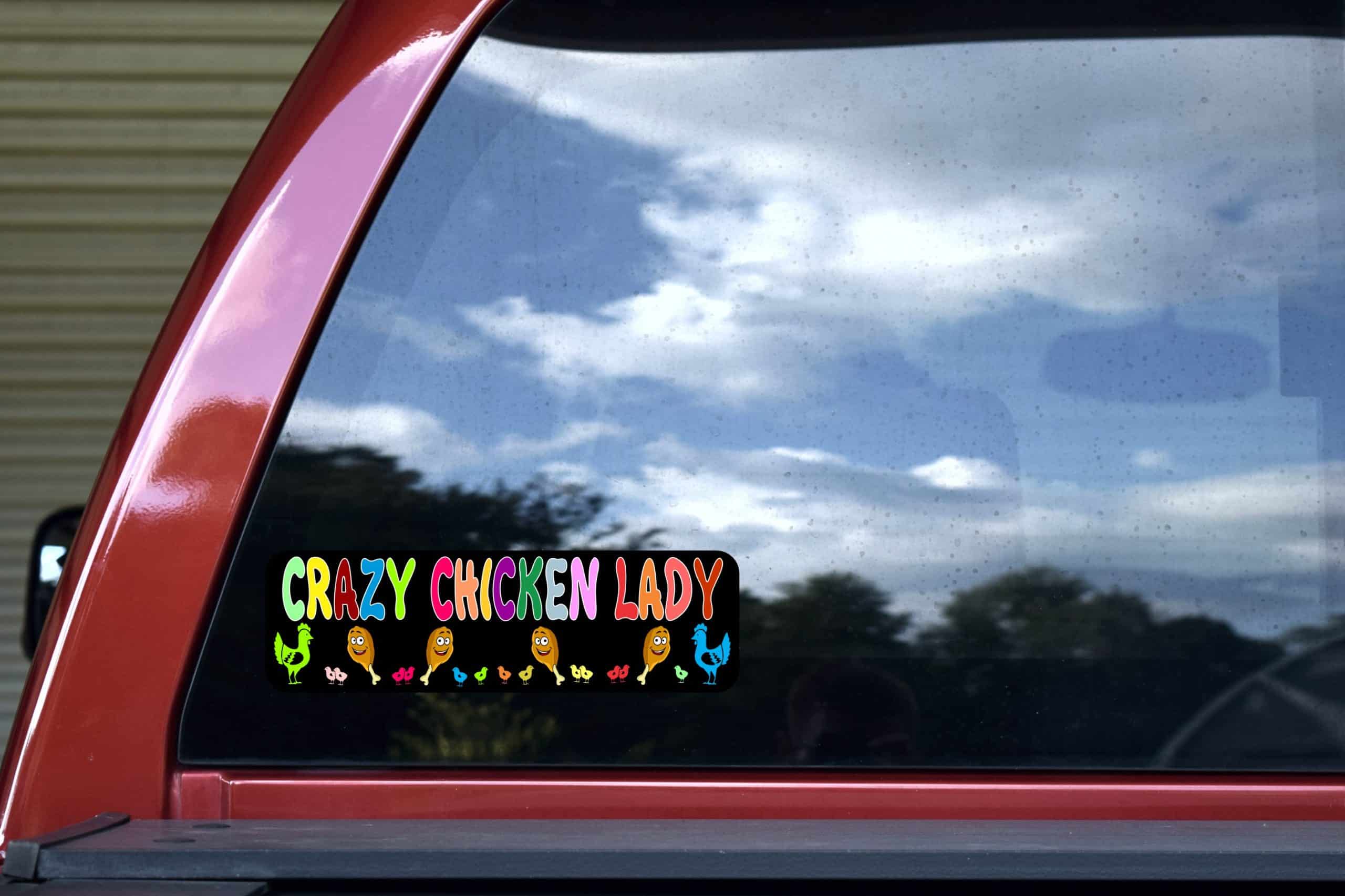 10in x3in Crazy Chicken Leg Lady Bumper Sticker Window Decal Vinyl Stickers Decals - Image 5