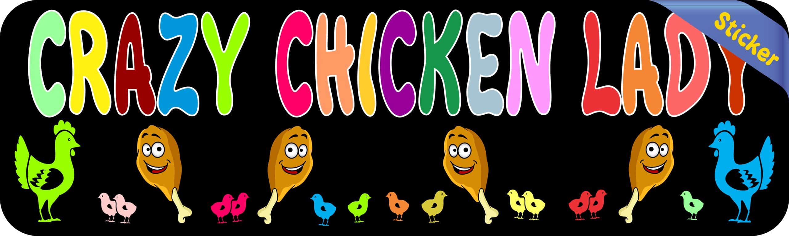 10in x3in Crazy Chicken Leg Lady Bumper Sticker Window Decal Vinyl Stickers Decals - Image 2