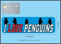 10in x 3in I Love Penguins Bumper Sticker Window Decal Vinyl Stickers Car Decals