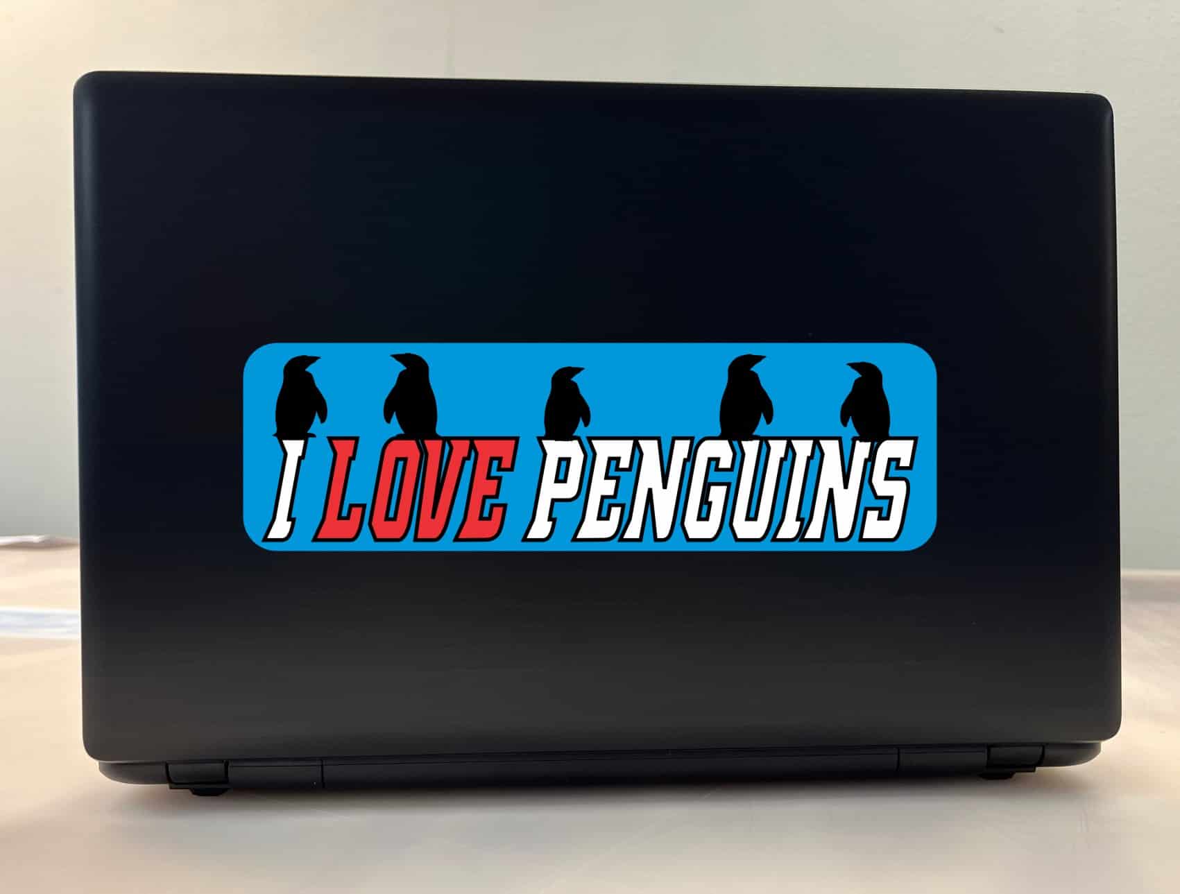 10in x 3in I Love Penguins Bumper Sticker Window Decal Vinyl Stickers Car Decals
