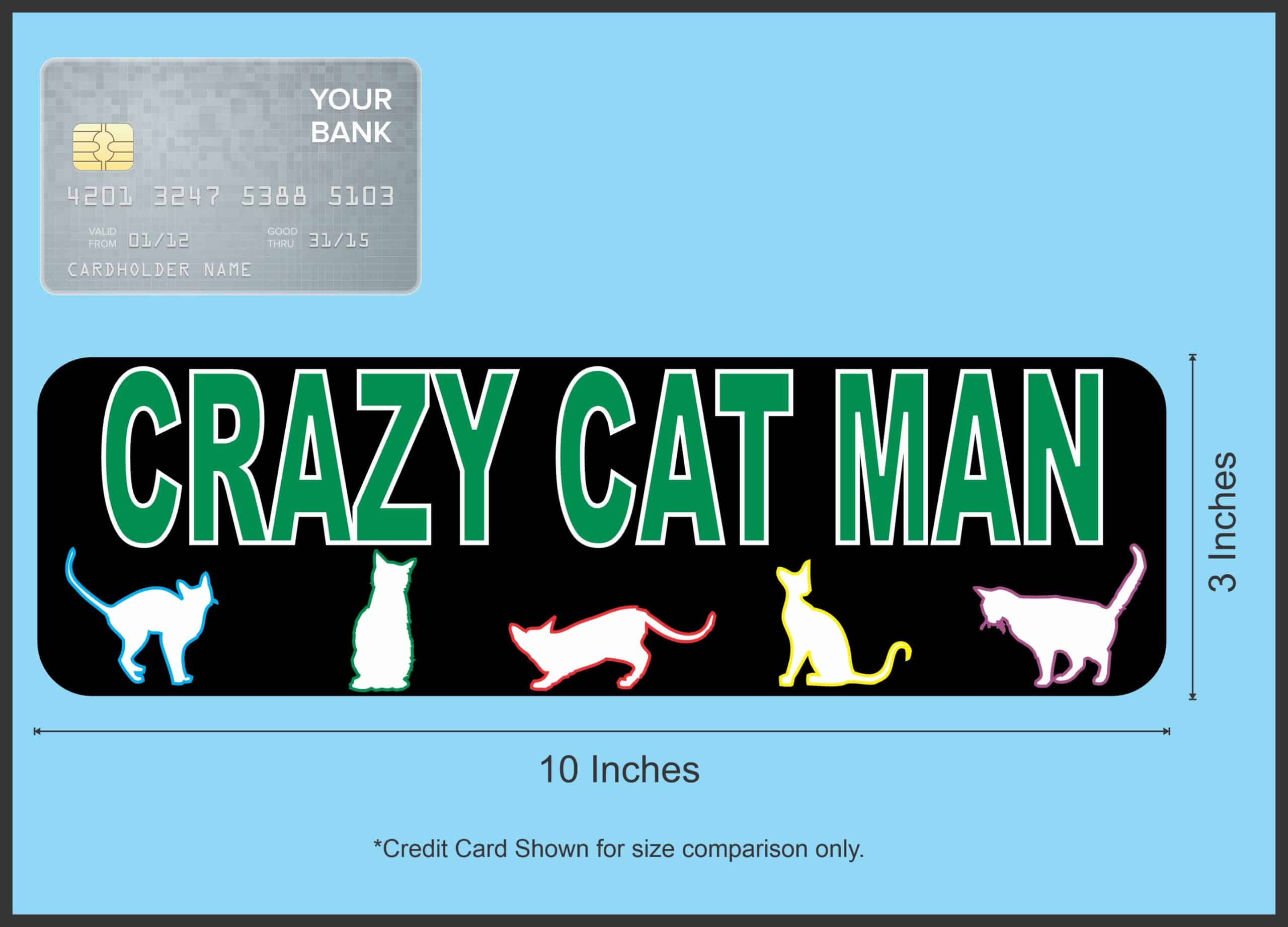 10in x 3in Crazy Cat Man Bumper Magnet Cat Magnets