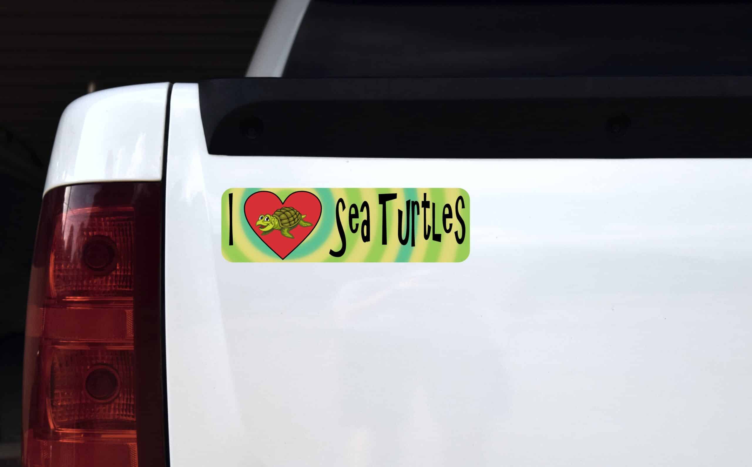 10in x 3in I Love Sea Turtles Heart Animals Magnet Magnetic Vehicle Sign