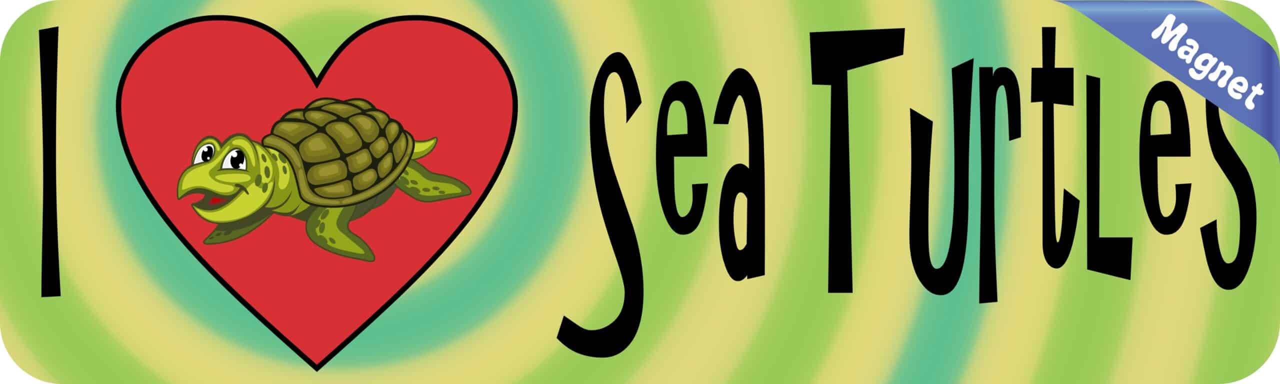 10in x 3in I Love Sea Turtles Heart Animals Magnet Magnetic Vehicle Sign