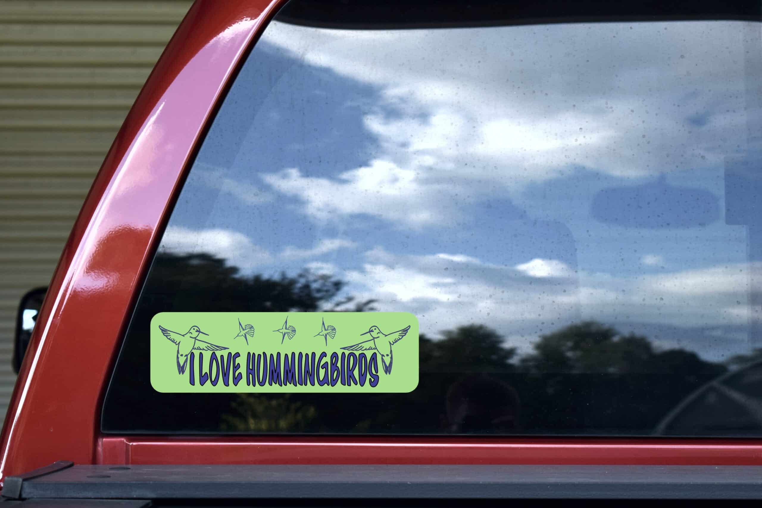 10in x 3in I Love Hummingbirds Bumper Sticker Decal Stickers Decals