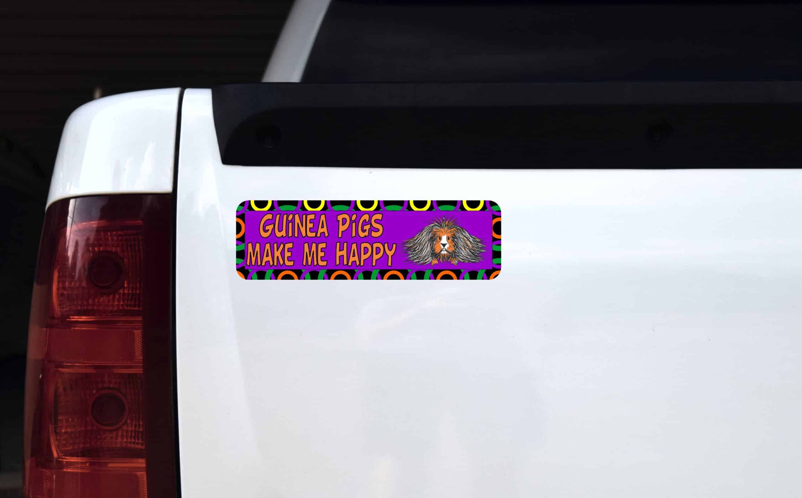 10in x 3in Guinea Pigs Make Me Happy Animals Magnet Magnetic Vehicle Sign