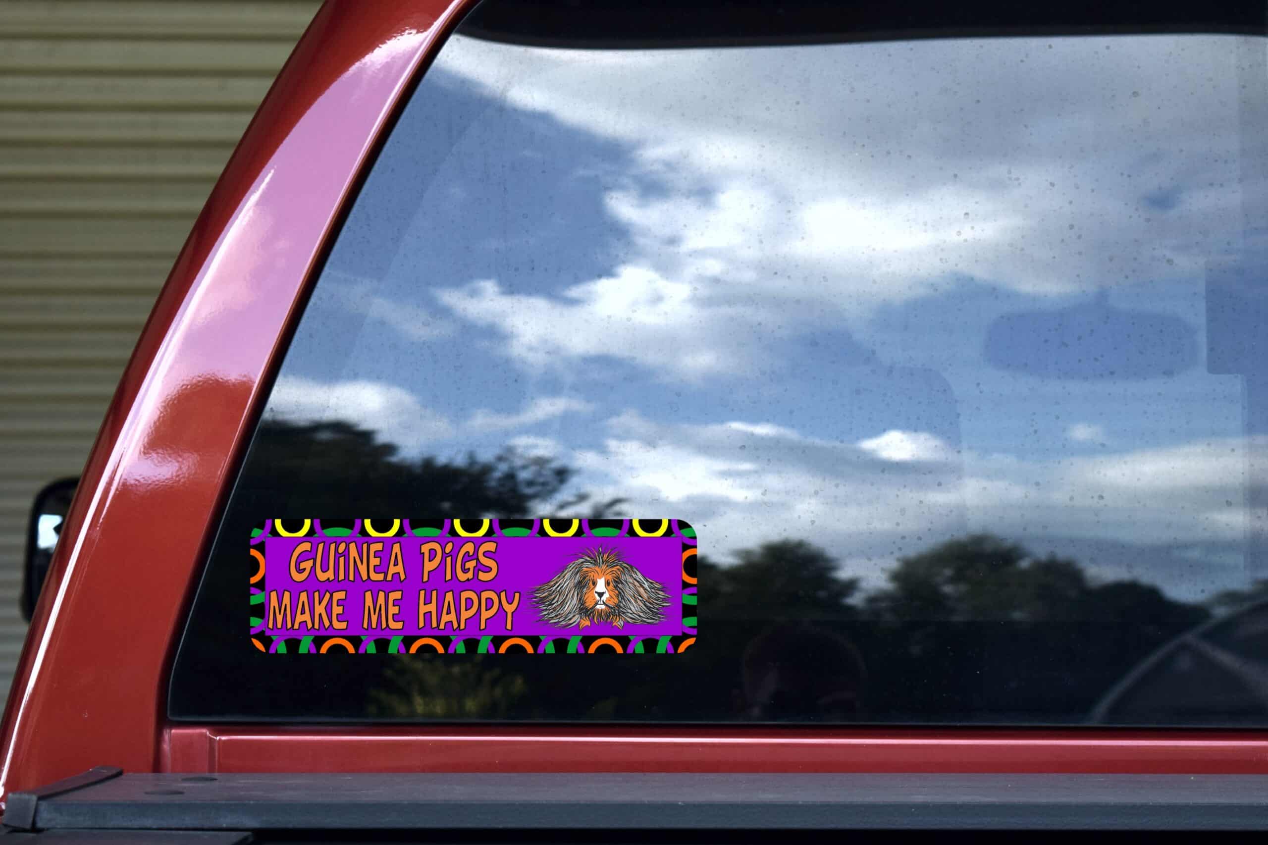10in x 3in Guinea Pigs Make Me Happy Animals Bumper Sticker Vinyl Window Decal