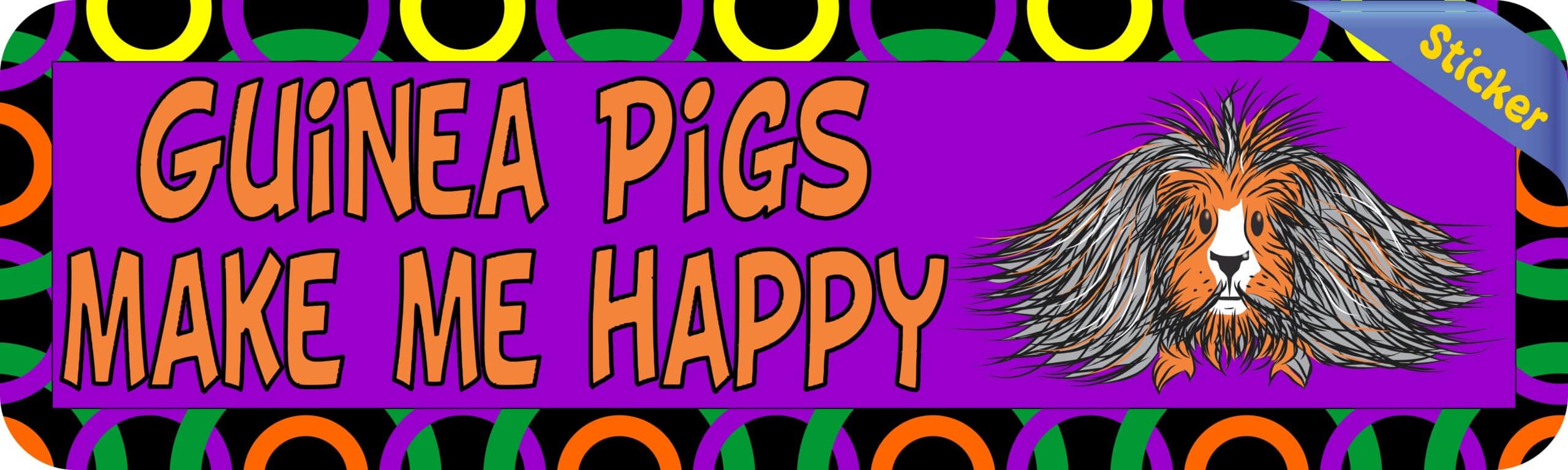 10in x 3in Guinea Pigs Make Me Happy Animals Bumper Sticker Vinyl Window Decal