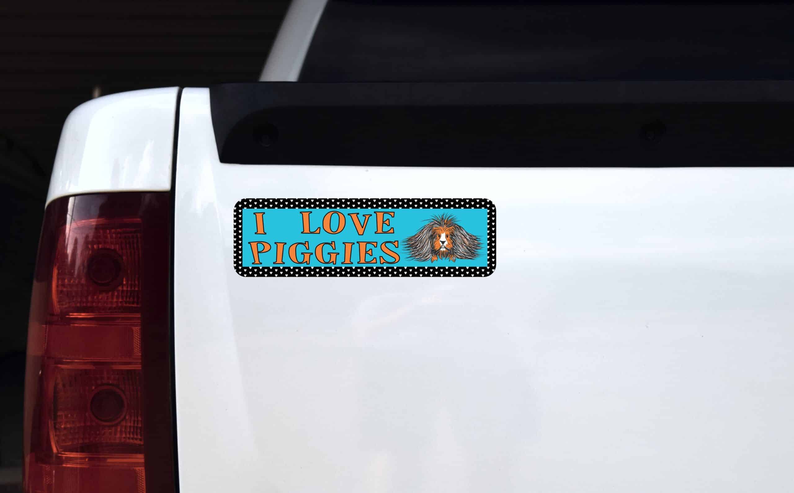 10in x 3in I Love Piggies Guinea Animals Bumper Sticker Vinyl Window Decal
