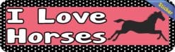 10in x 3in I Love Horses Pink Animals Bumper Sticker Vinyl Window Decal