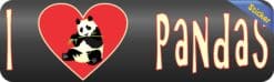 10in x 3in I Heart Pandas Love Bears Animals Bumper Sticker Vinyl Window Decal