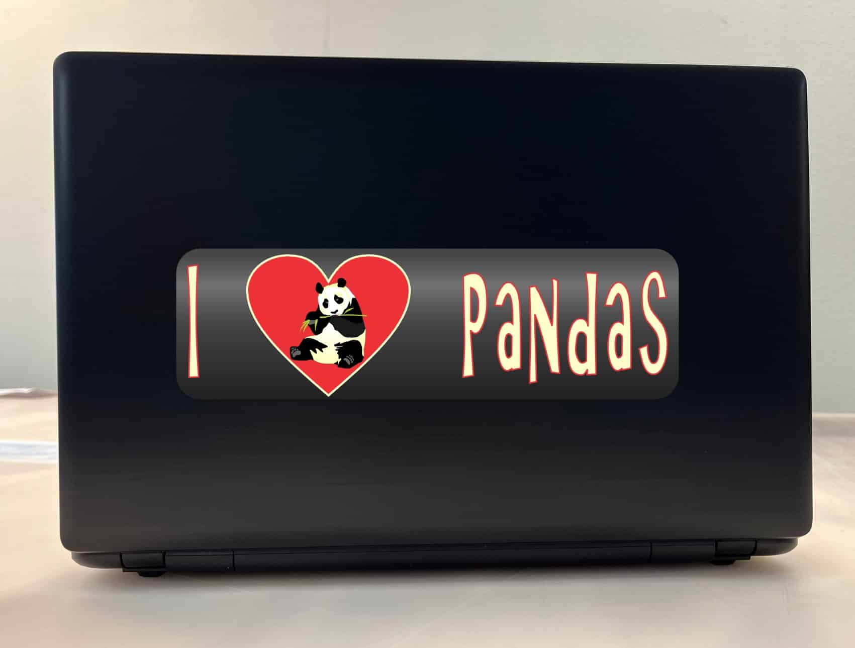 10in x 3in I Heart Pandas Love Bears Animals Bumper Sticker Vinyl Window Decal