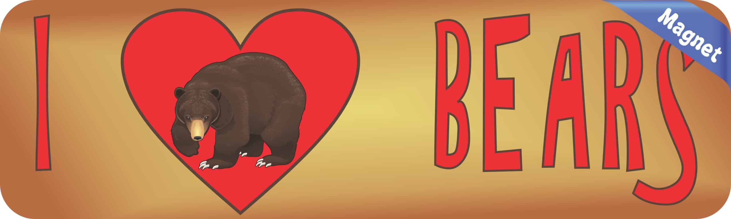10in x 3in I Heart Bears Love Animals Magnet Magnetic Vehicle Sign