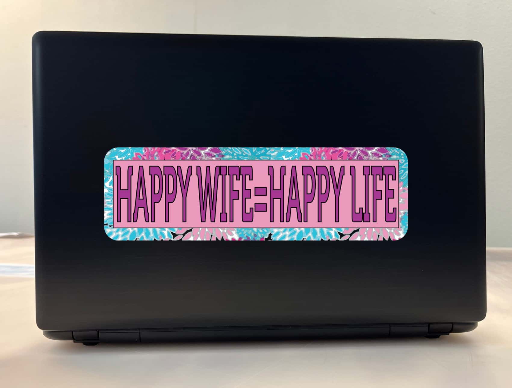 10in x 3in Happy Wife Happy Life Bumper Sticker Vinyl Window Decal