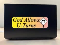 10in x 3in God Allows U Turns Vinyl Bumper Sticker Car Window Stickers Decals