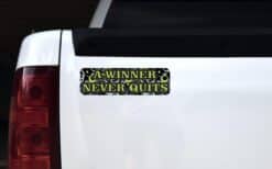 10in x 3in Winner Never Quits Vinyl Bumper magnet Car magnetic