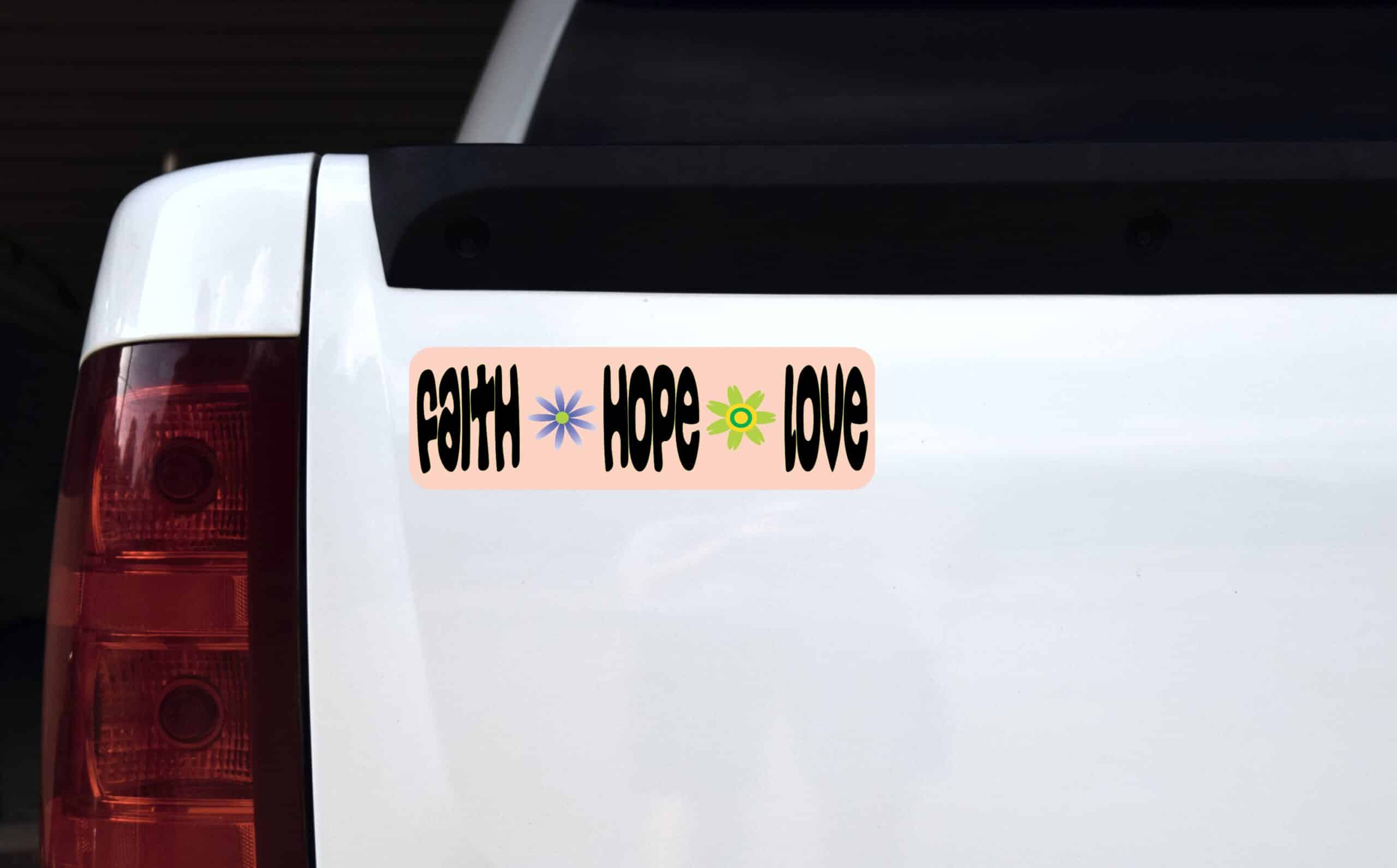 10in x 3in Faith Hope Love Vinyl Bumper Sticker Car Decal Window