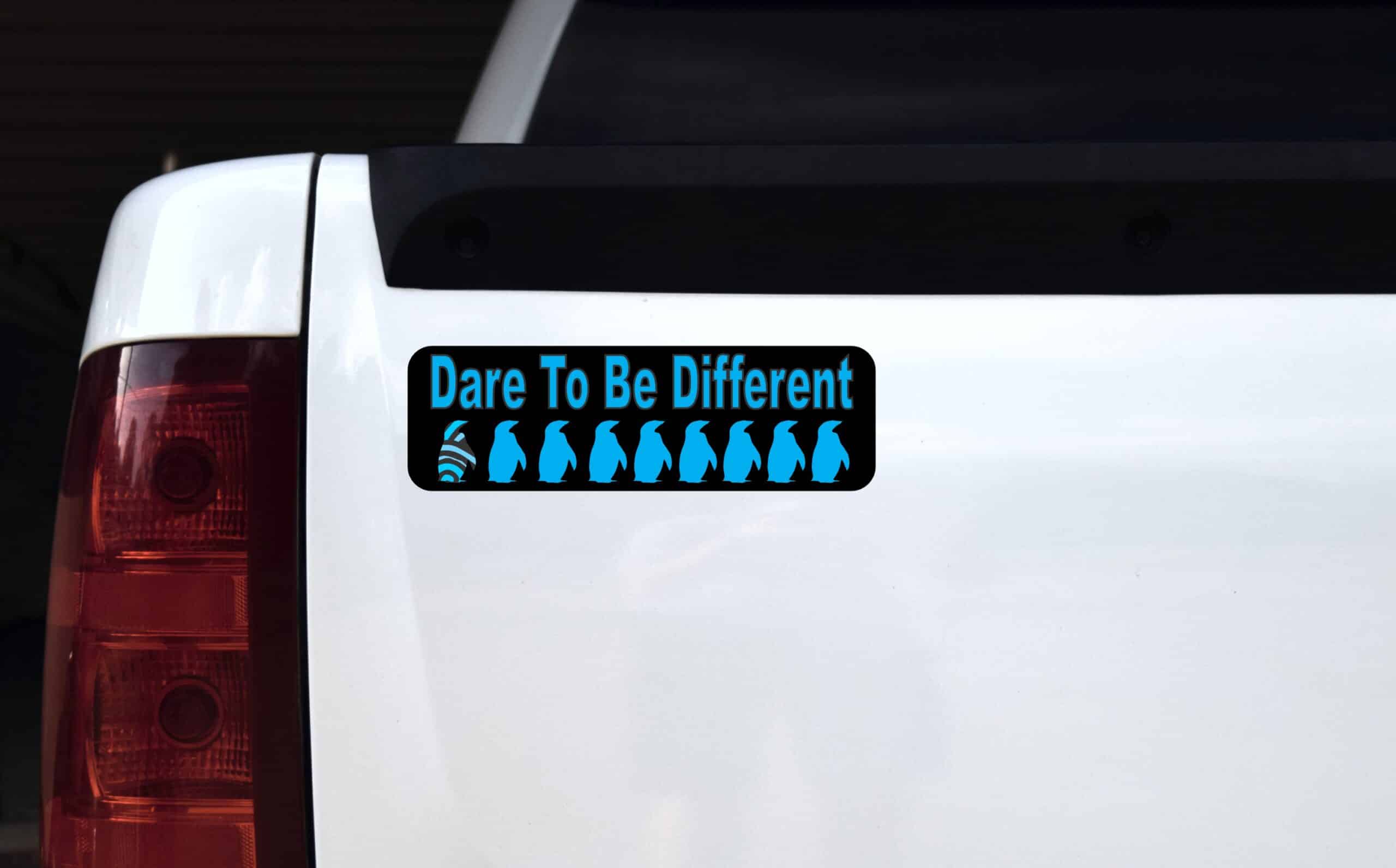 10in x 3in Dare to Be Different Bumper Sticker Penguin Decal Window Stickers Decals