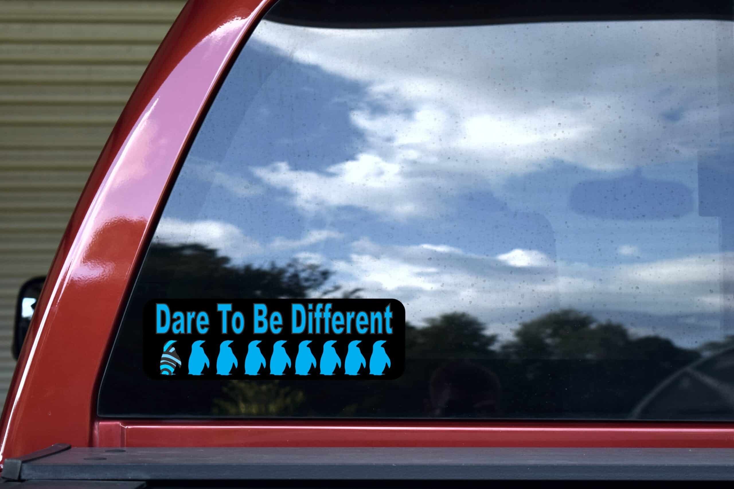 10in x 3in Dare to Be Different Bumper Sticker Penguin Decal Window Stickers Decals