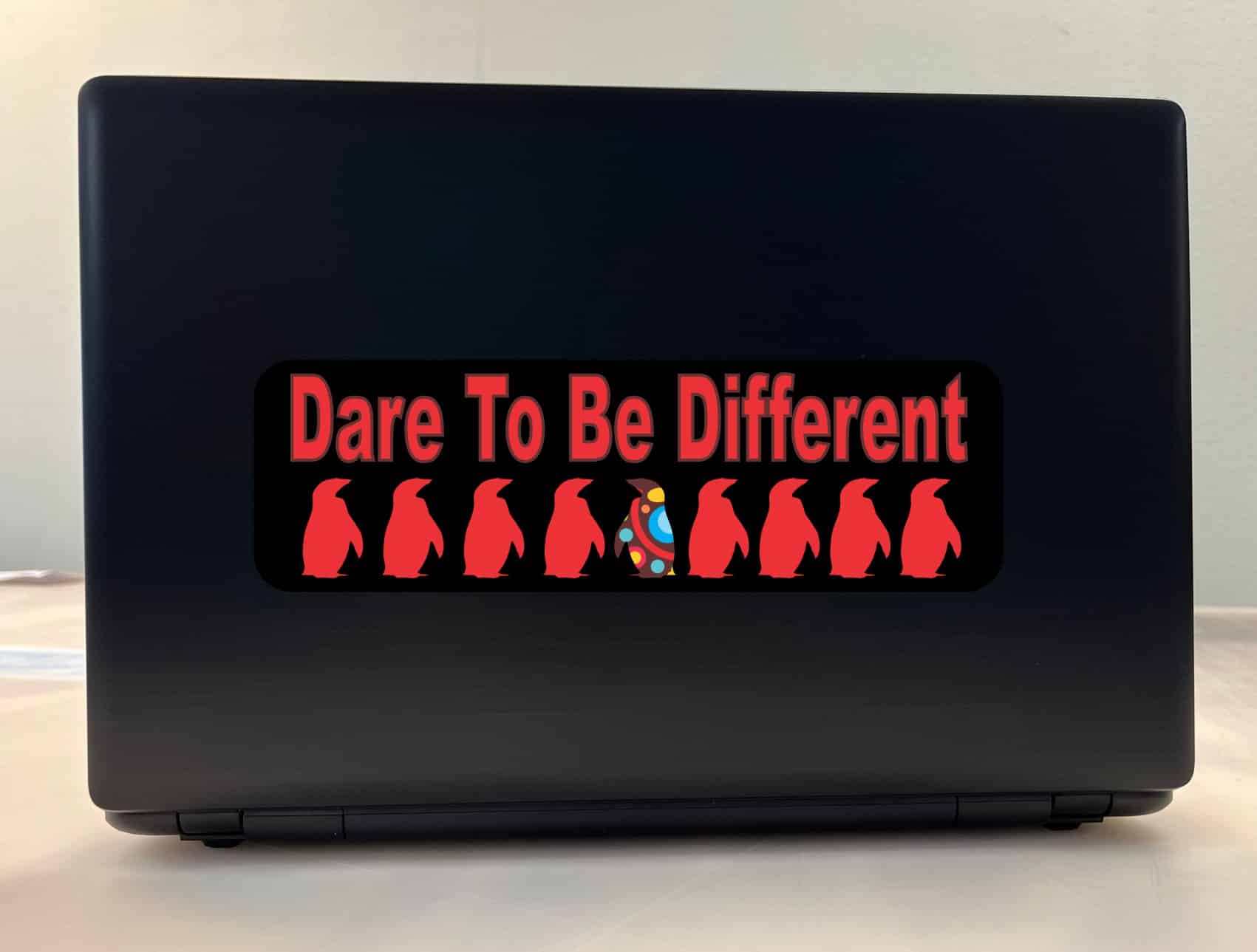 10in x 3in Dare to Be Different Bumper Sticker Penguin Decal Win