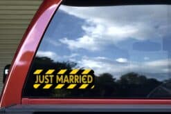 10in x 3in Caution Just Married Bumper Sticker Decal Window Car Stickers Decals