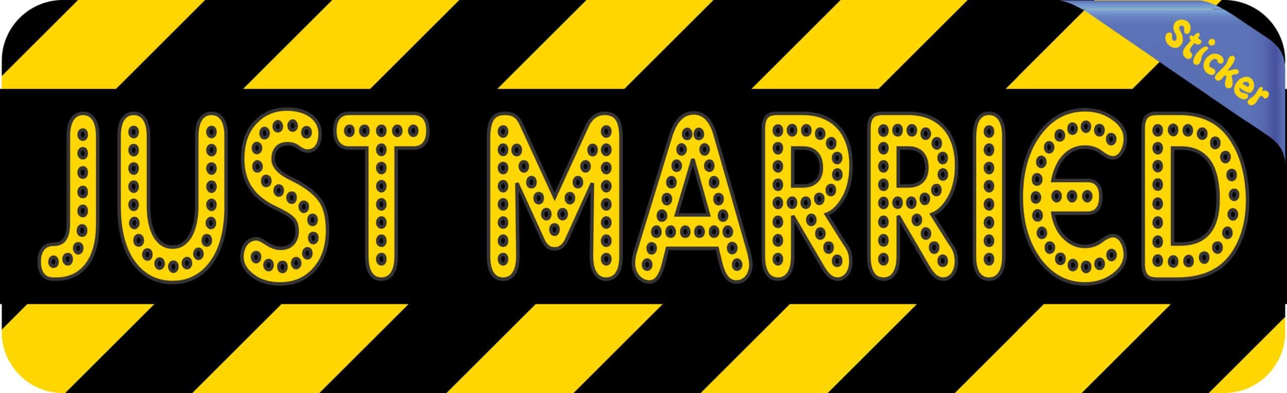 10in x 3in Caution Just Married Bumper Sticker Decal Window Car Stickers Decals
