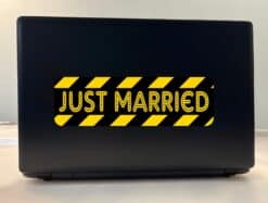 10in x 3in Caution Just Married Bumper Sticker Decal Window Car Stickers Decals