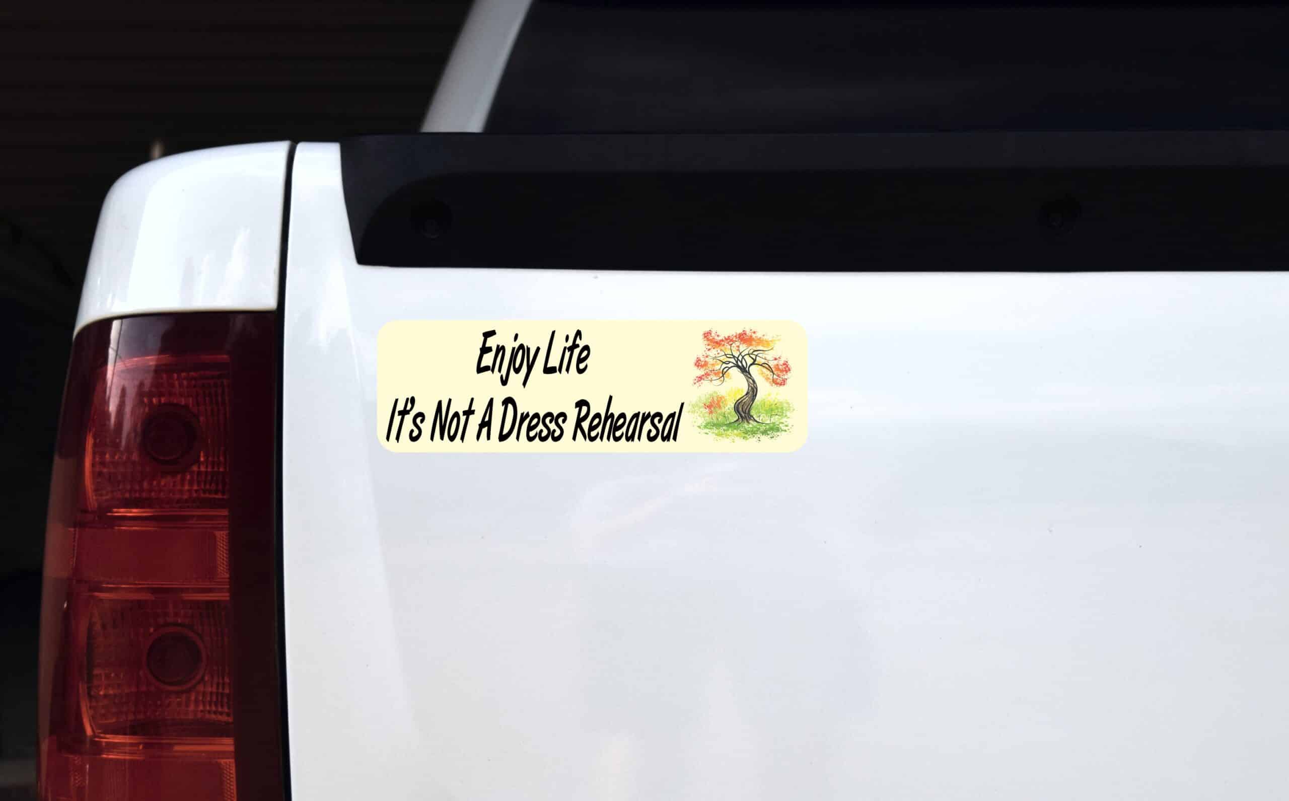 10in x 3in Enjoy Life Its Not a Dress Rehearsal Bumper Sticker Decal Stickers Decals