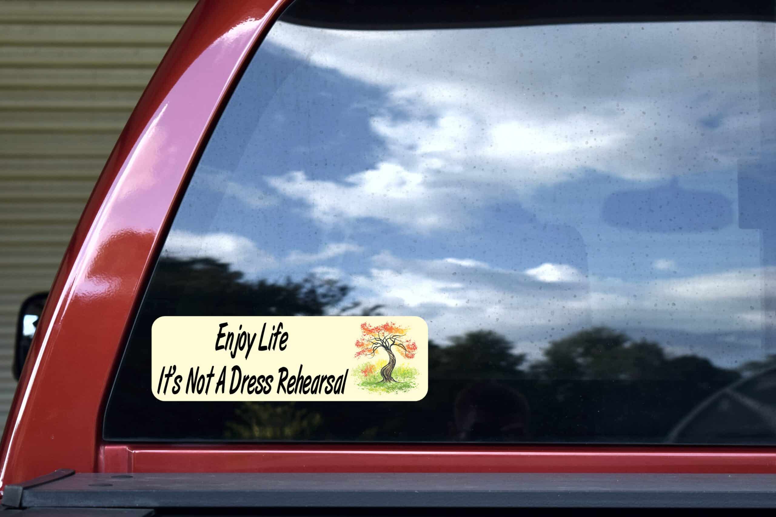 10in x 3in Enjoy Life Its Not a Dress Rehearsal Bumper Sticker Decal Stickers Decals