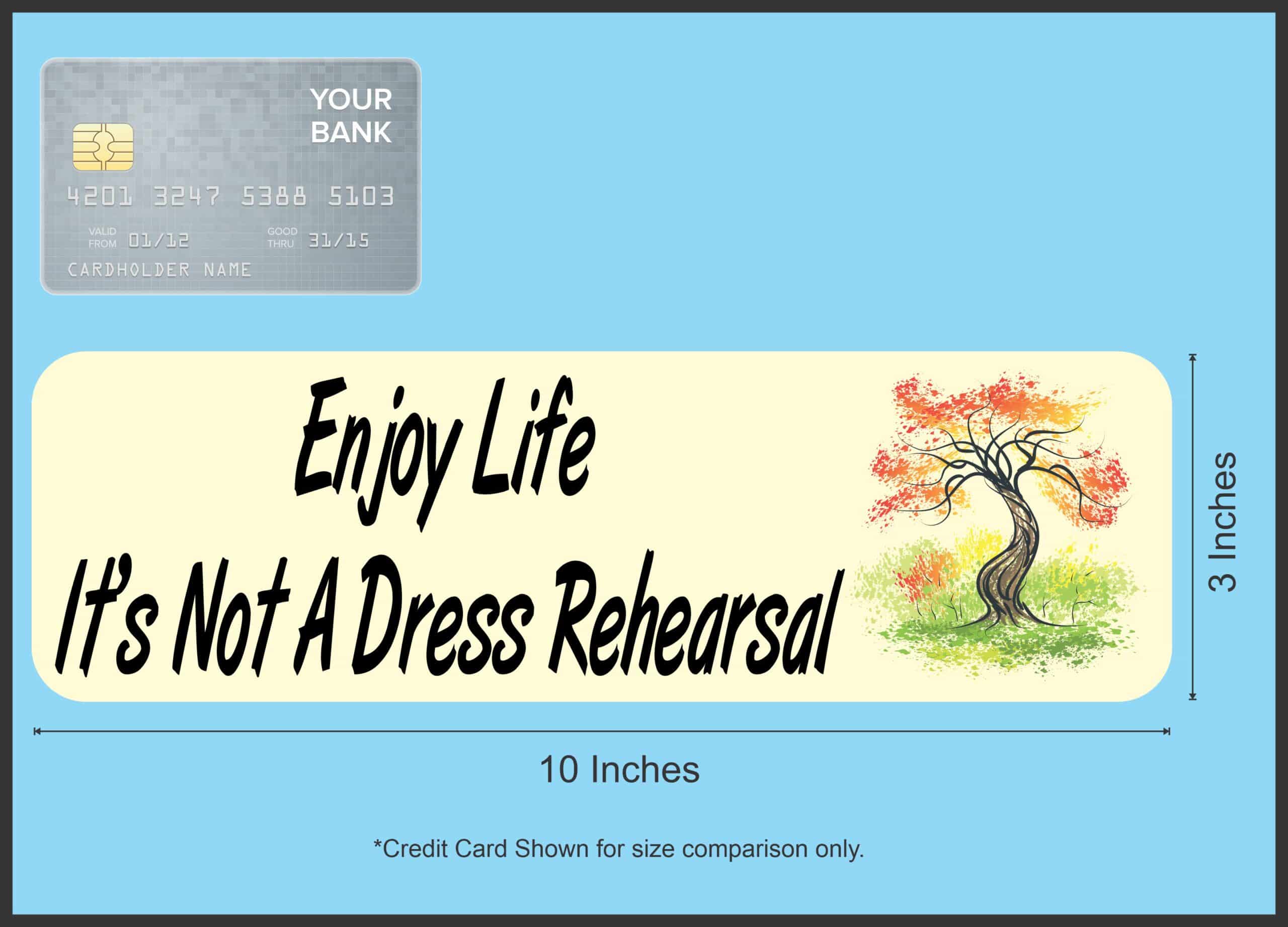 10in x 3in Enjoy Life Its Not a Dress Rehearsal Bumper Sticker Decal Stickers Decals