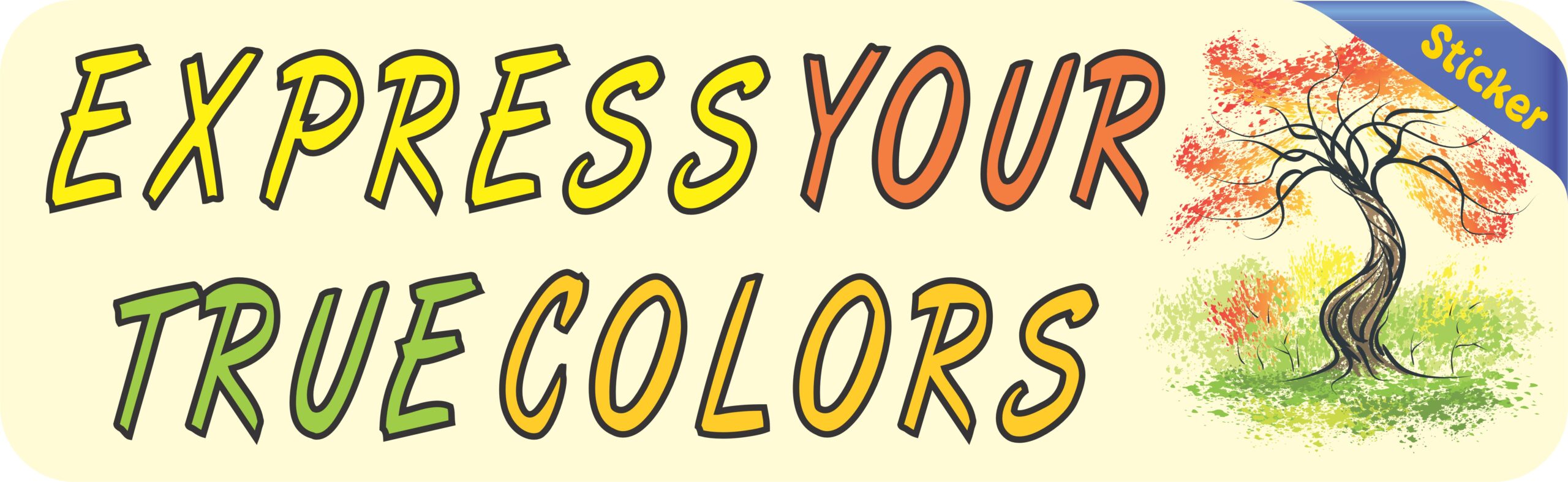 10 inx 3in Express Your True Colors Bumper Sticker Decal Window