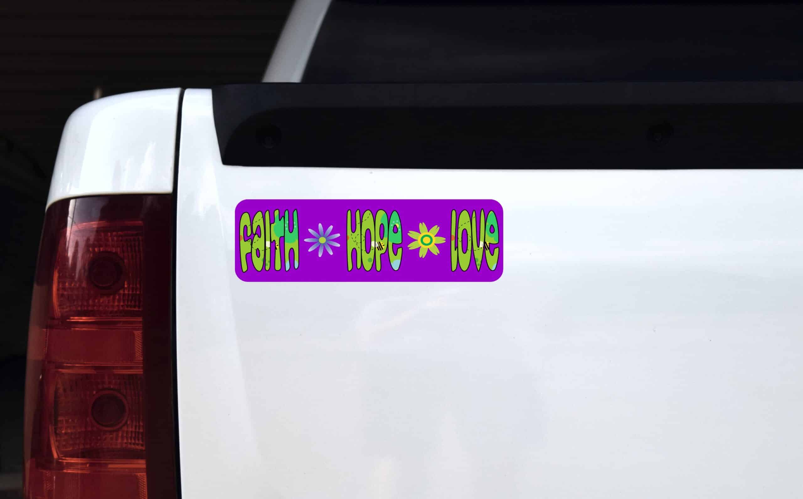 10in x 3in Faith Hope Love Vinyl Bumper Stickers Car Decals Window Sticker Decal