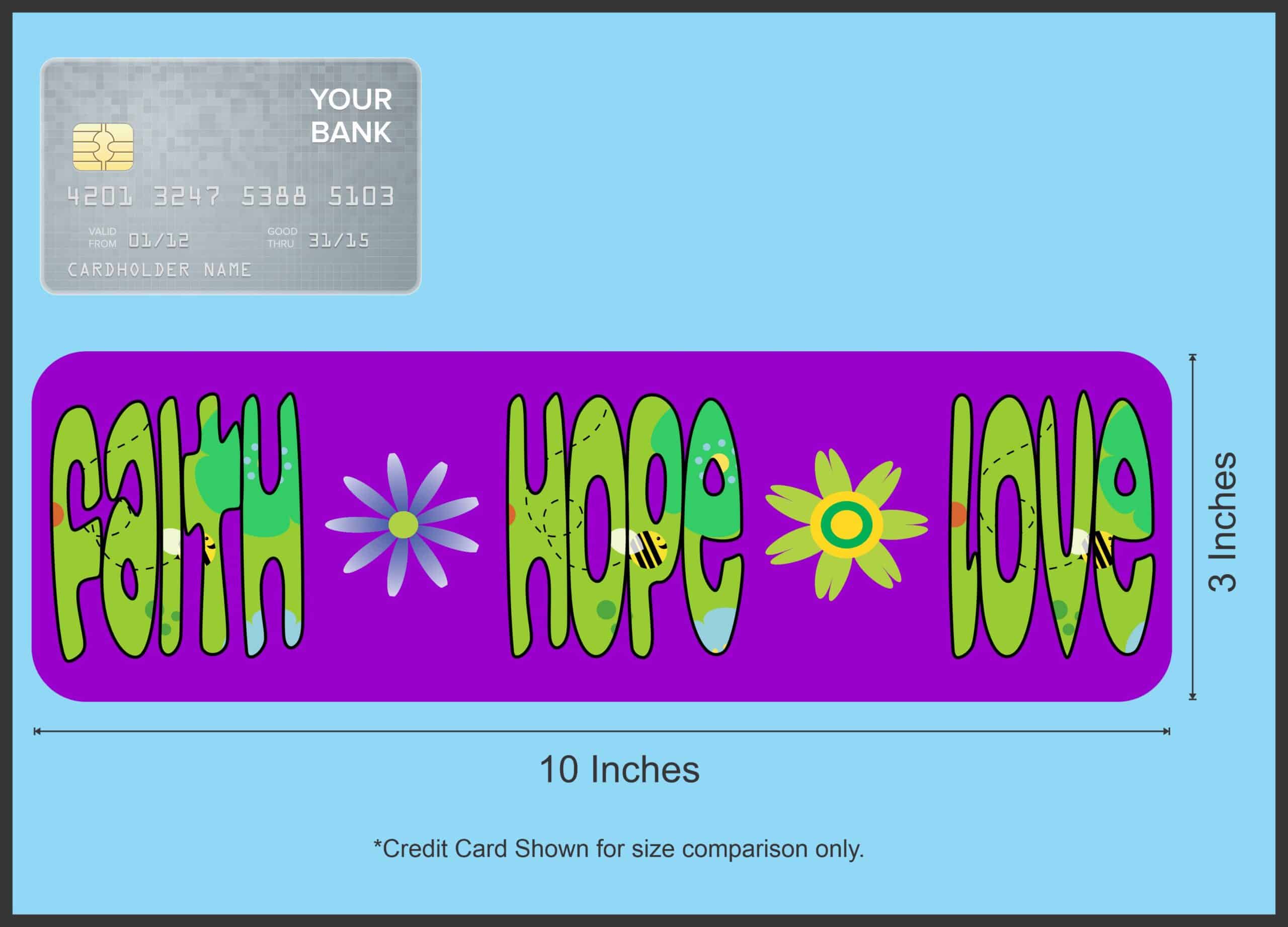 10in x 3in Faith Hope Love Vinyl Bumper Stickers Car Decals Window Sticker Decal