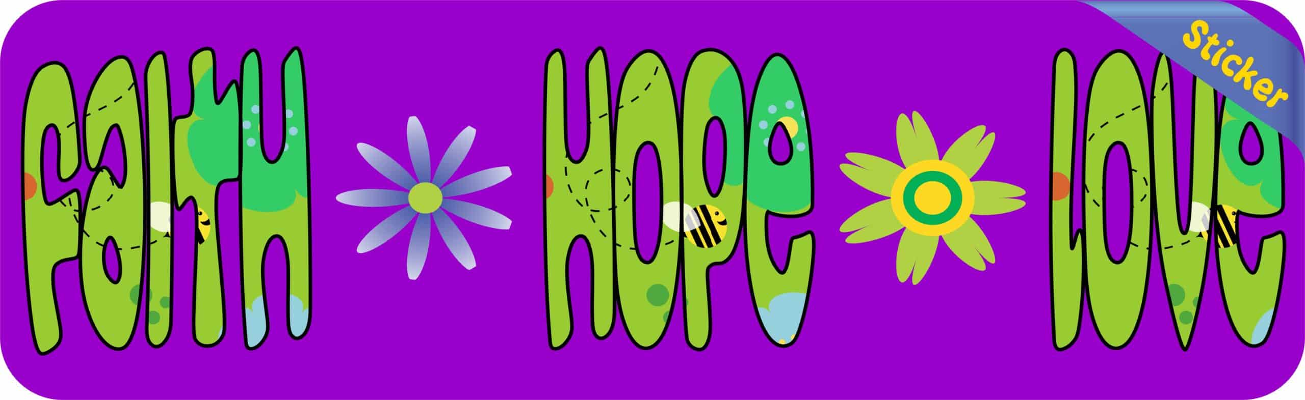 10in x 3in Faith Hope Love Vinyl Bumper Stickers Car Decals Window Sticker Decal