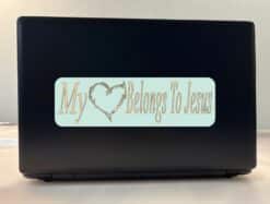 10inx 3in My Heart Belongs to Jesus Bumper Sticker