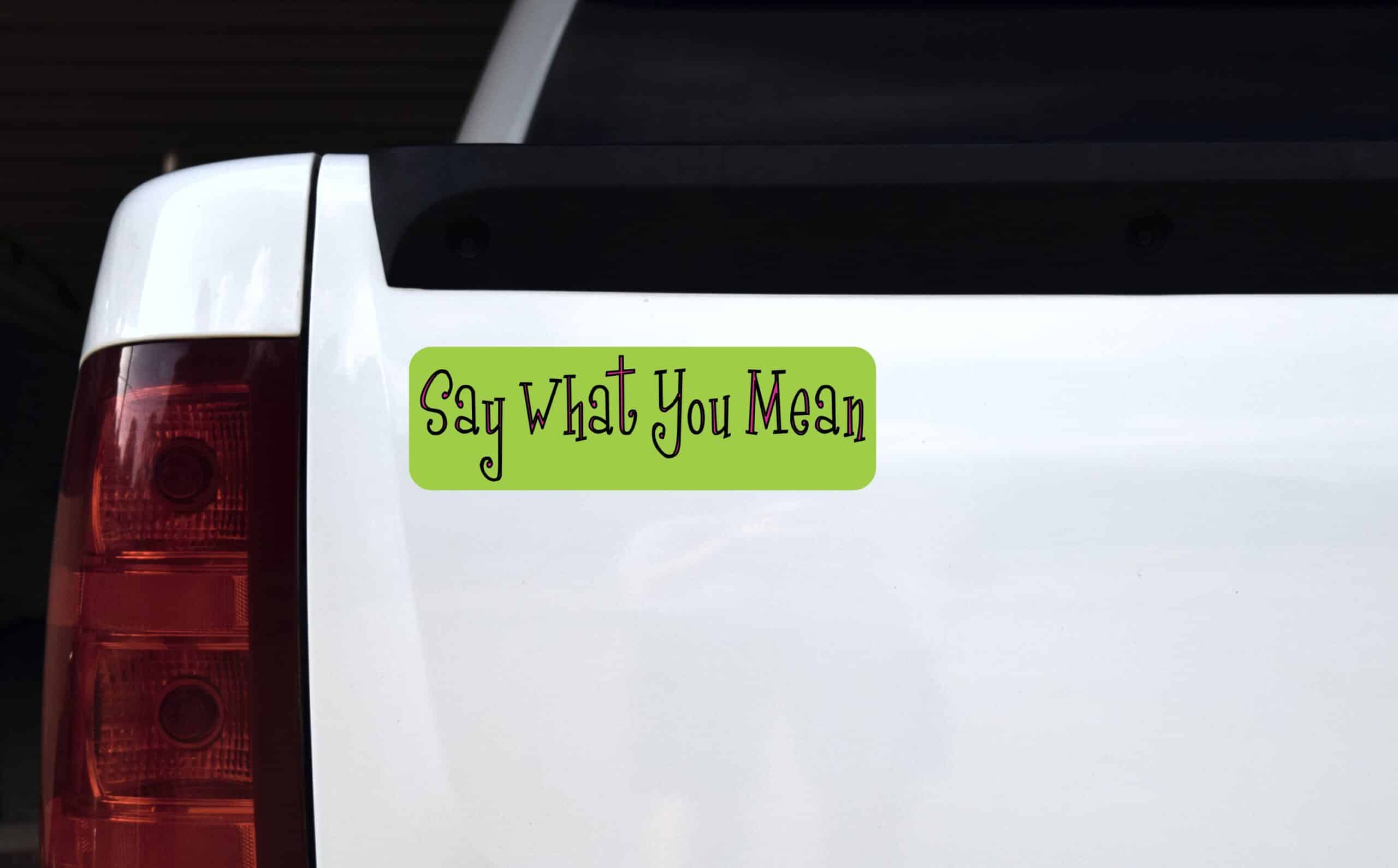 10in x 3in Say What You Mean Vinyl Bumper Sticker Car Decal Window Stickers Decals