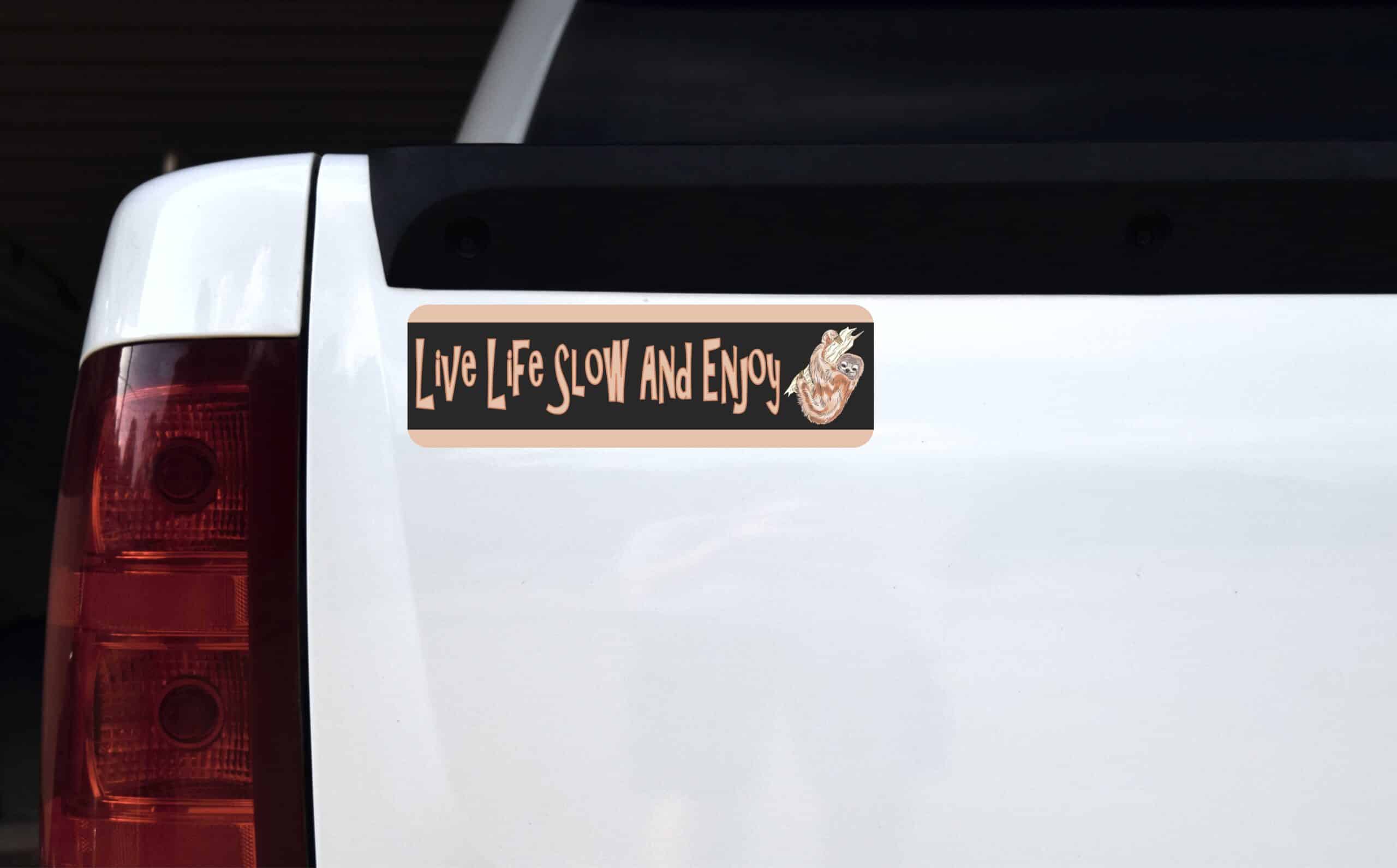 10in x 3in Live Life Slow And Enjoy Sloth Bumper magnet magnetic magnets