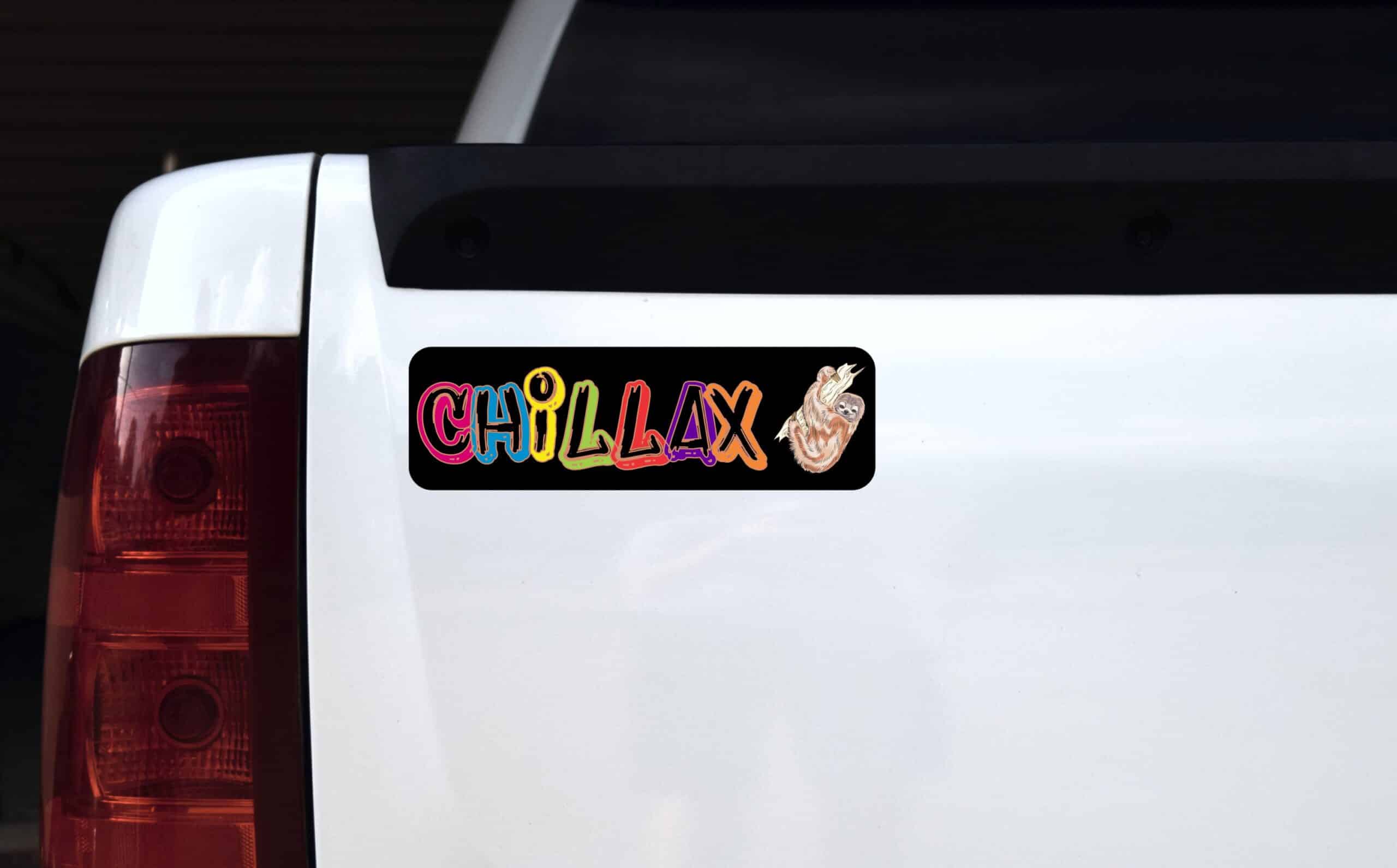 10in x 3in Chillax Sloth Vinyl Bumper Sticker Car Decal Window Stickers Decals