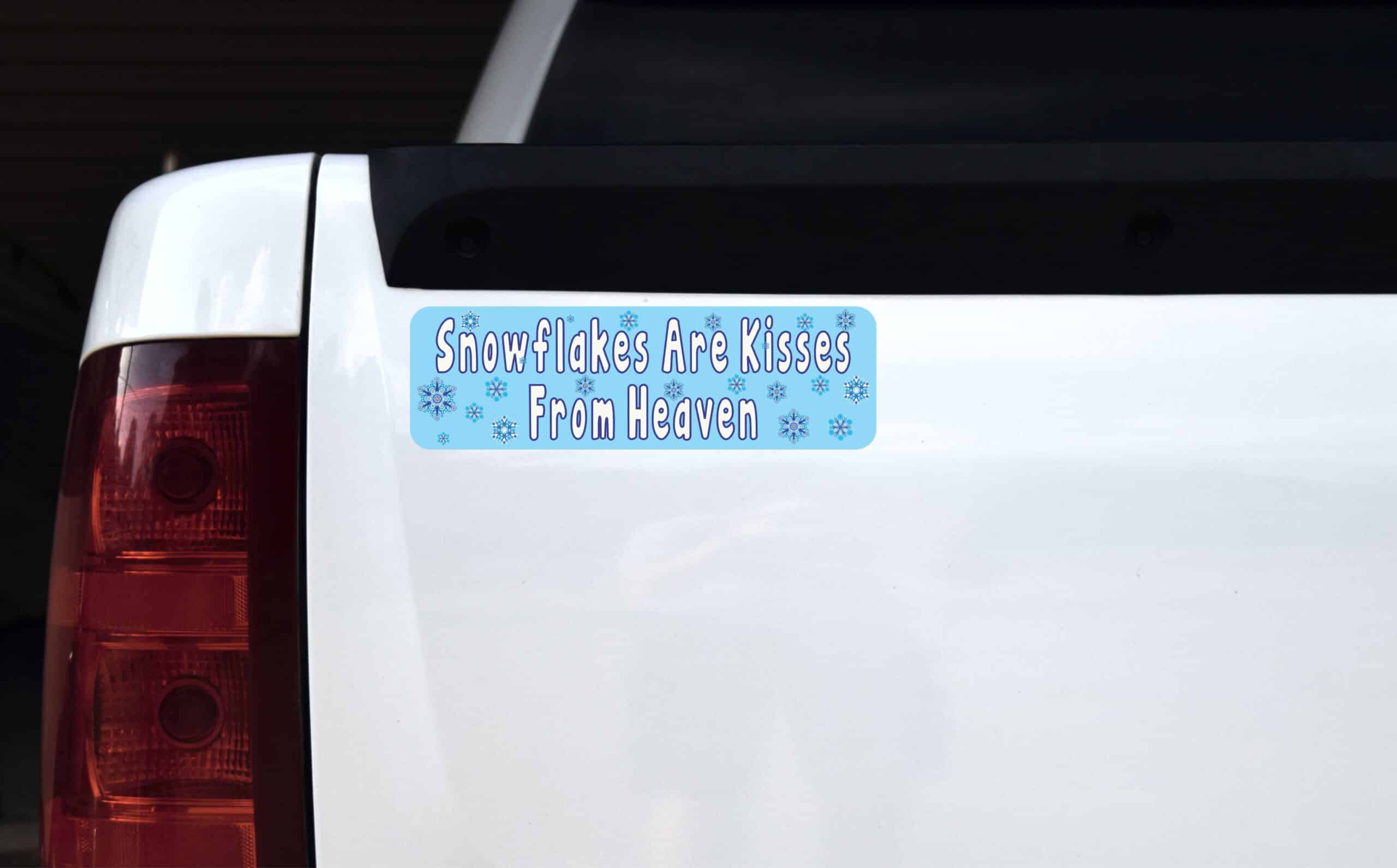 10in x 3in Snowflakes Are Kisses From Heaven Vinyl Bumper Sticke