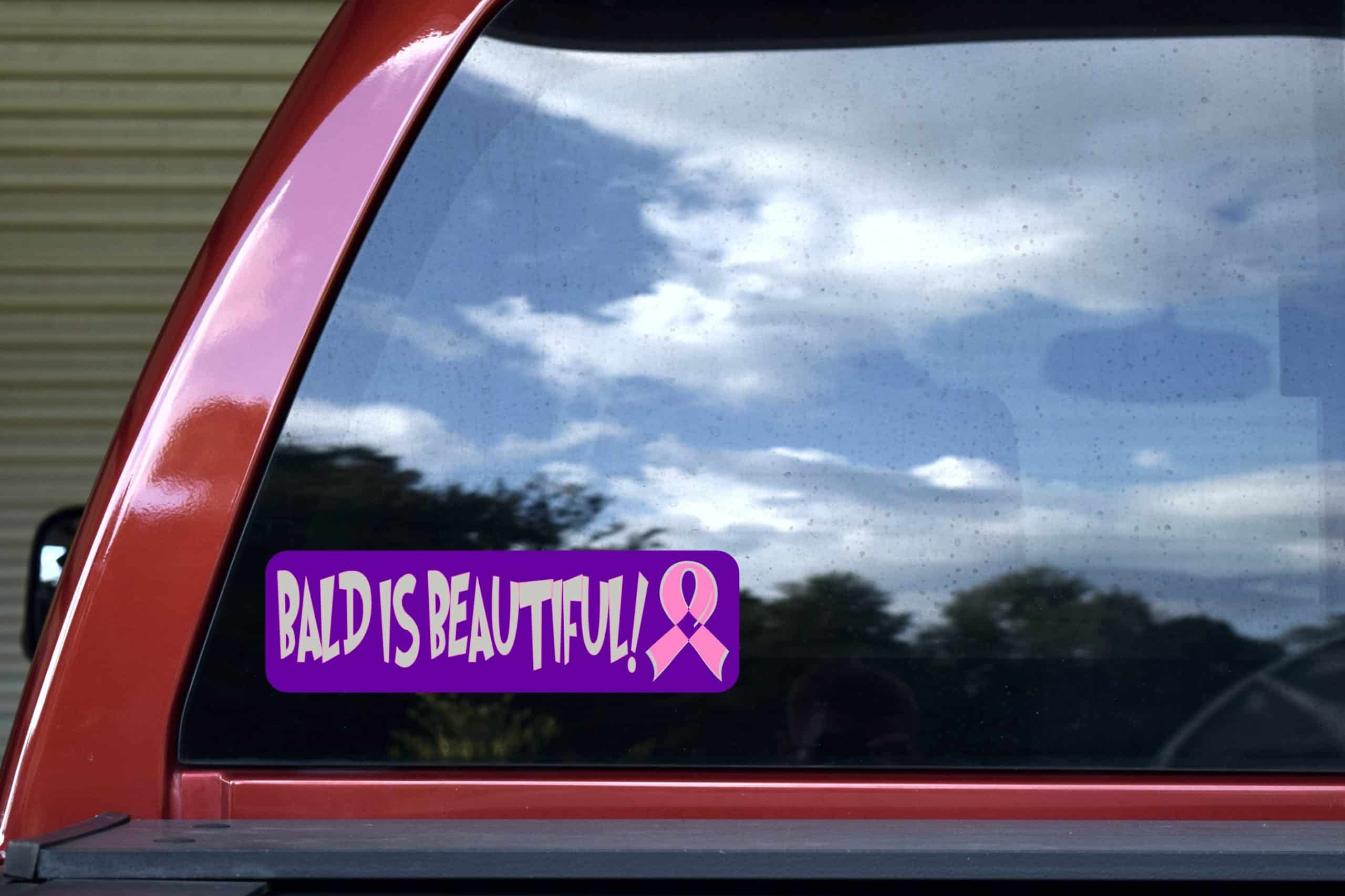 10in x 3in Bald Is Beautiful! Vinyl Bumper Sticker Car Decal Window Stickers Decals