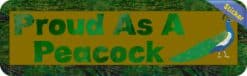 10in x 3in Proud As A Peacock Bumper Sticker Vinyl Window Decal