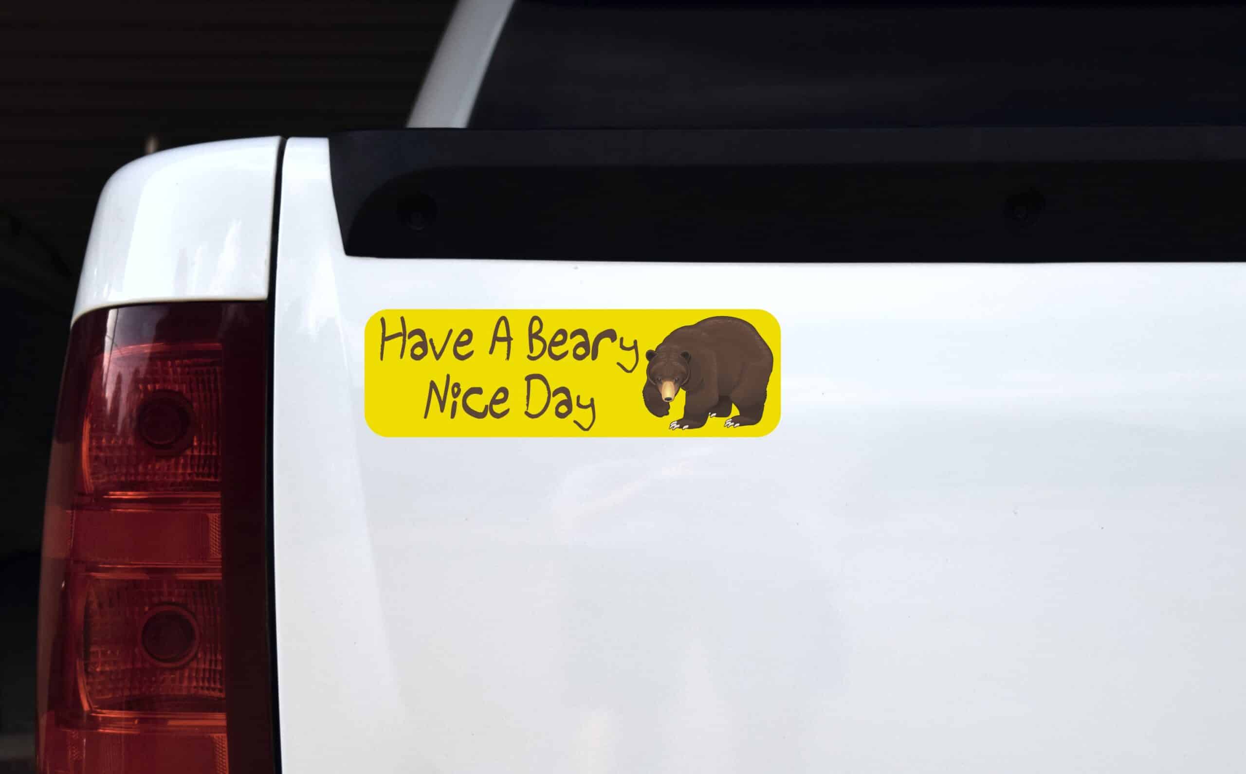 10in x 3in Have A Beary Nice Day Magnet Magnetic Vehicle Sign