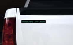 10inx1.25in Green Please Keep Door Closed Sticker Vinyl Window Sign Decal