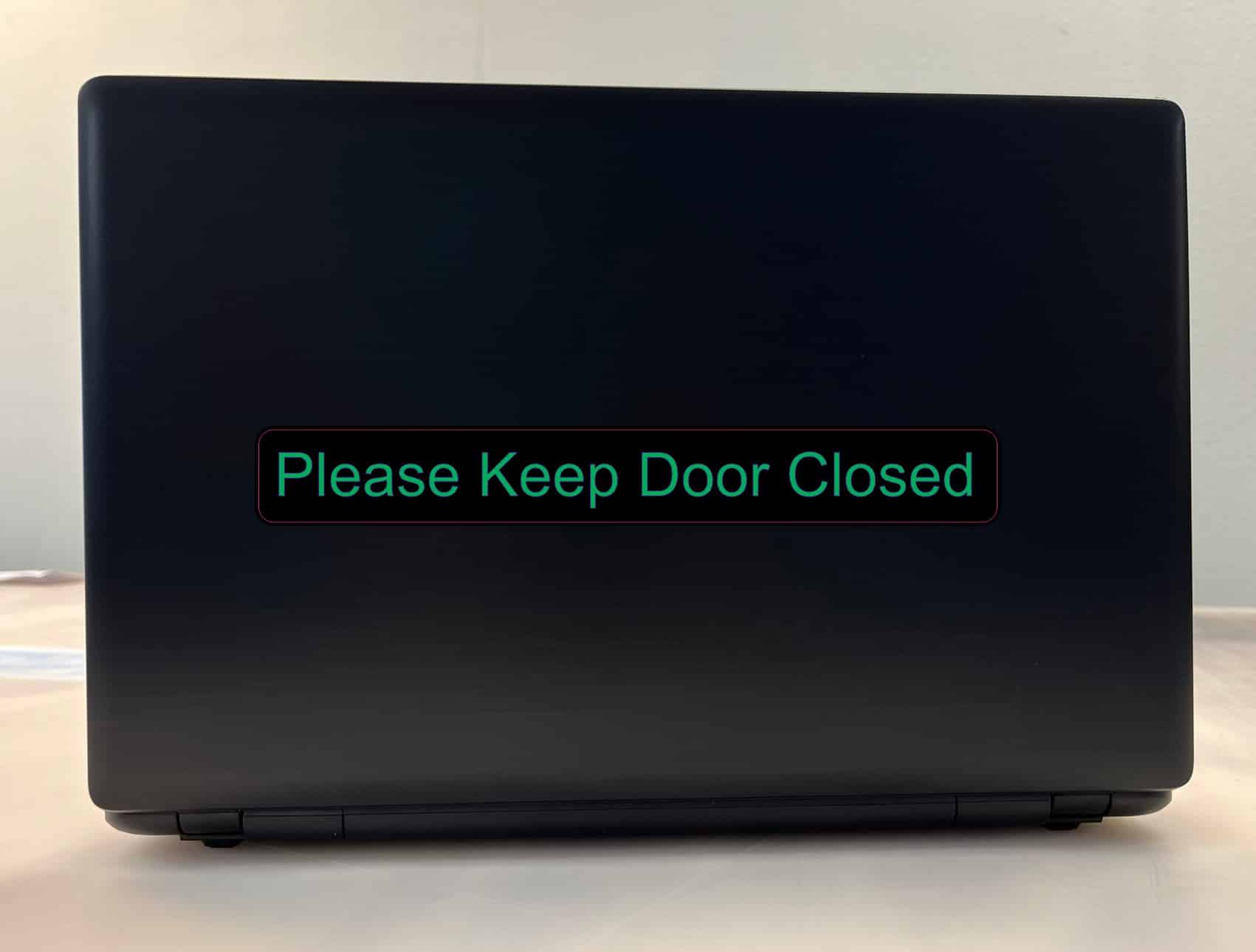 10inx1.25in Green Please Keep Door Closed Sticker Vinyl Window Sign Decal