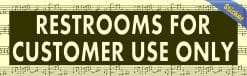 Alternative view of 10in x 3in Musical Staff Restrooms for Customer Use Only Sticker