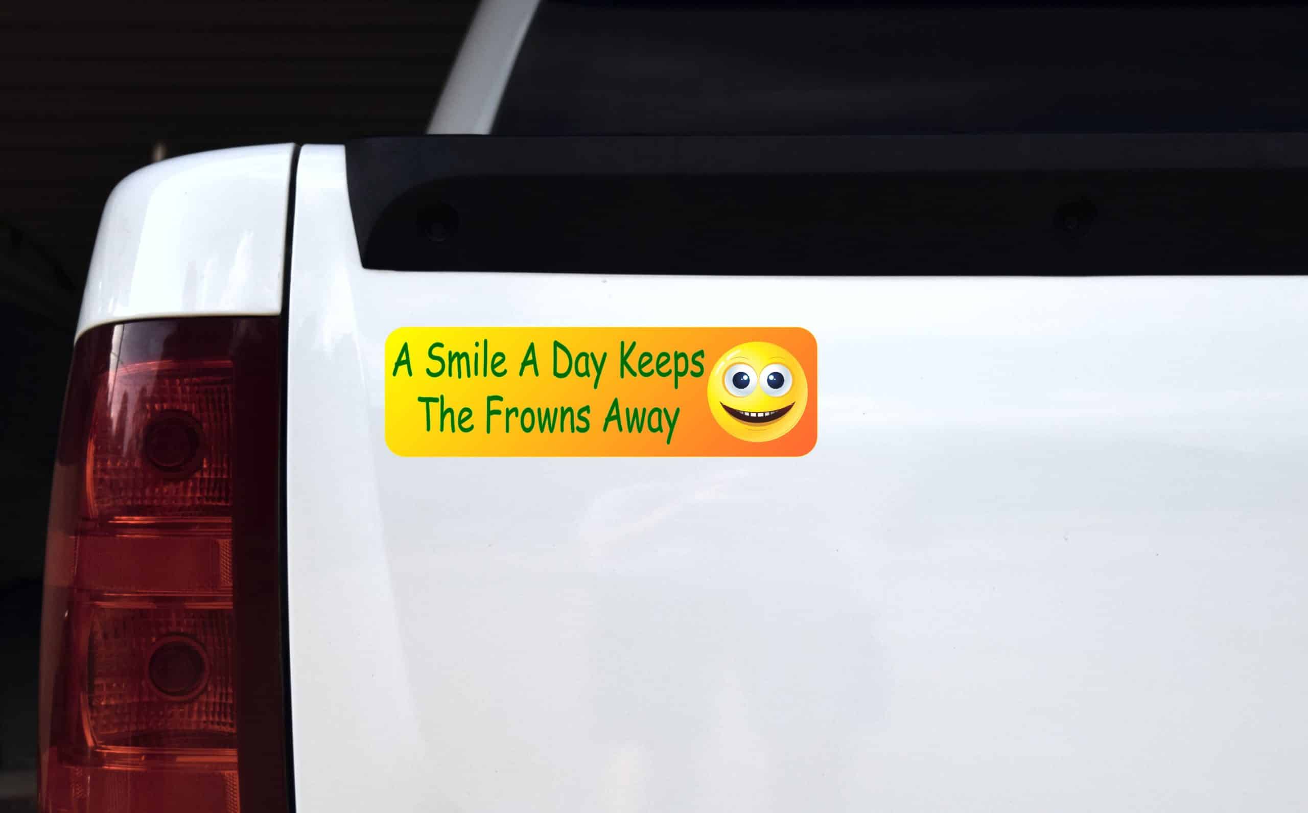 10in x 3in A Smile A Day Keeps The Frowns Away Bumper Sticker - Image 4