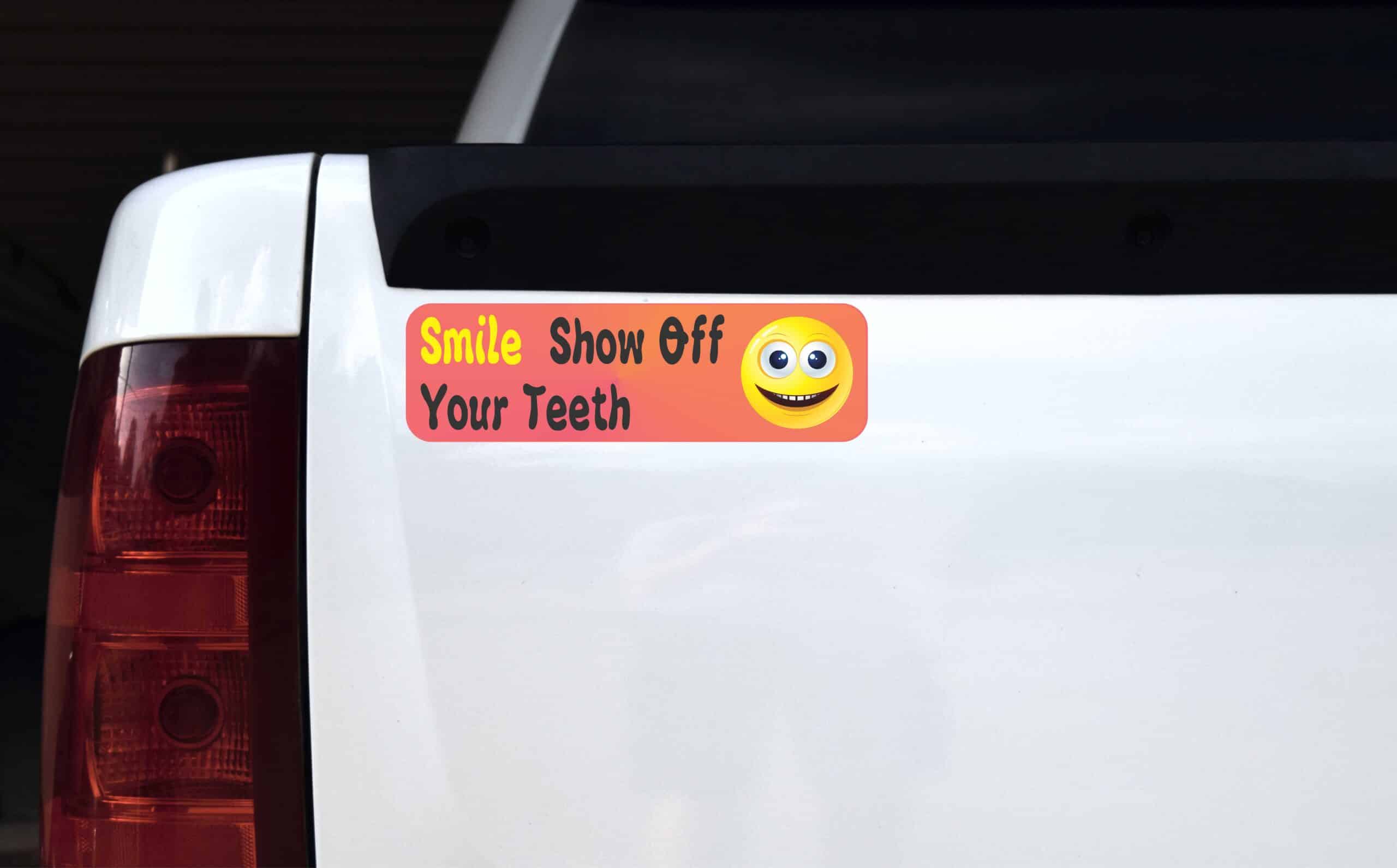 10in x 3in Smile Show Off Your Teeth Vinyl Bumper magnets magnetic car